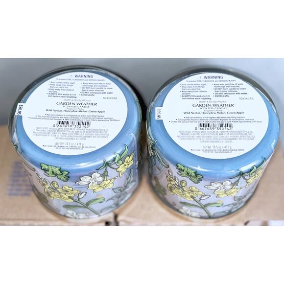 Lot of 2 Bath & Body Works Garden Weather Large 3-Wick Candle 14.5oz - Picture 5 of 5